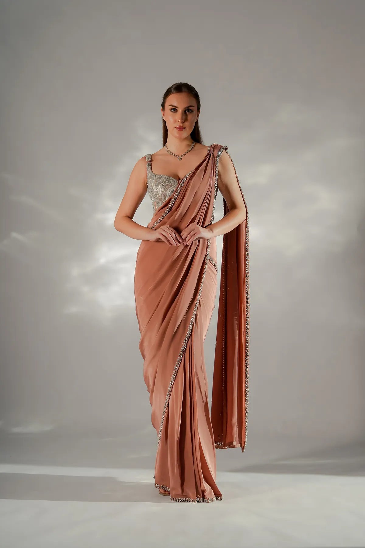 Zarina pearl drape saree