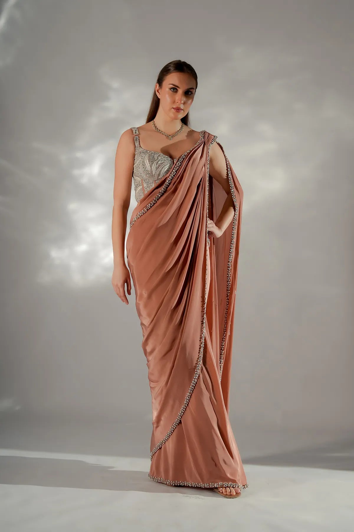Zarina pearl drape saree