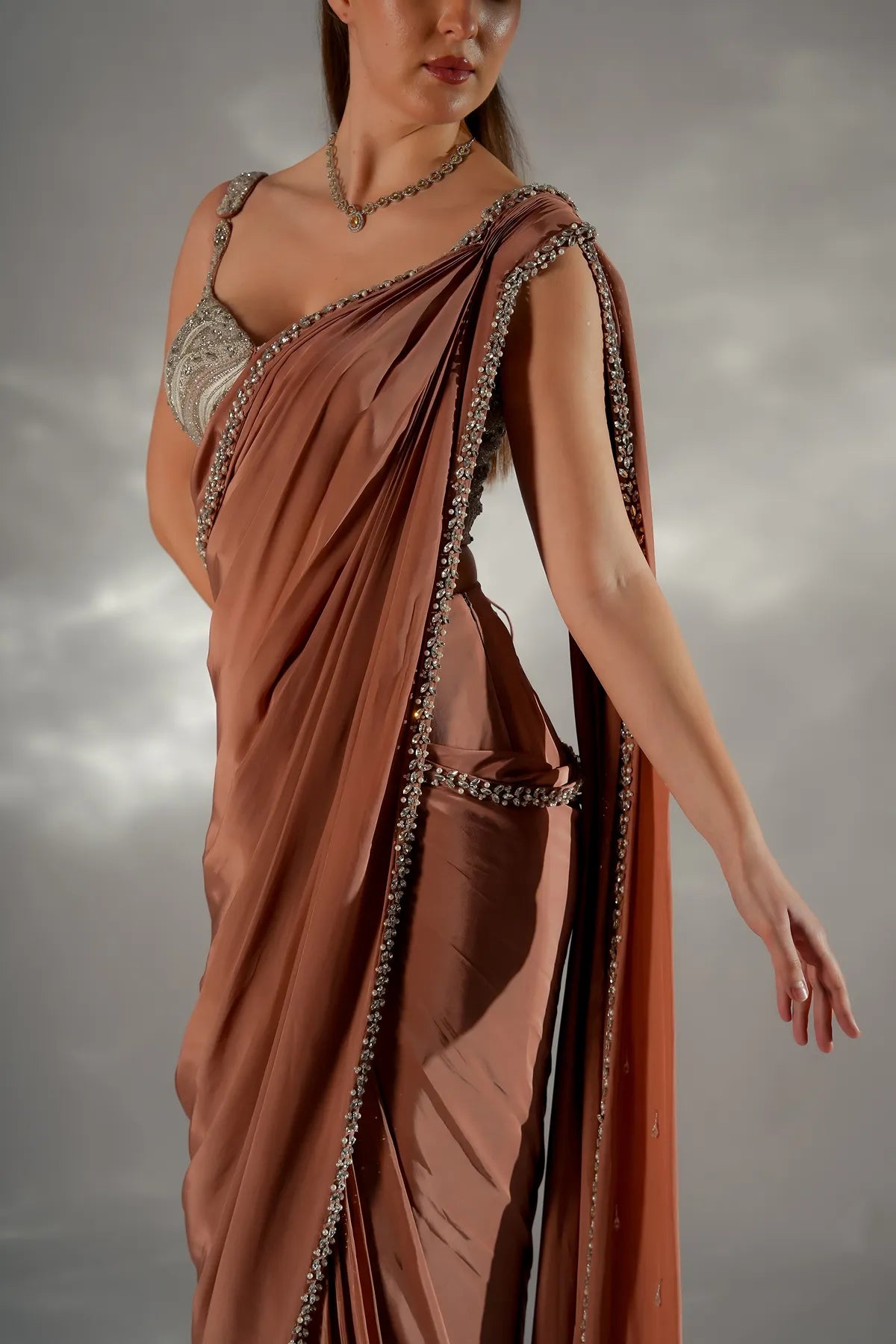 Zarina pearl drape saree