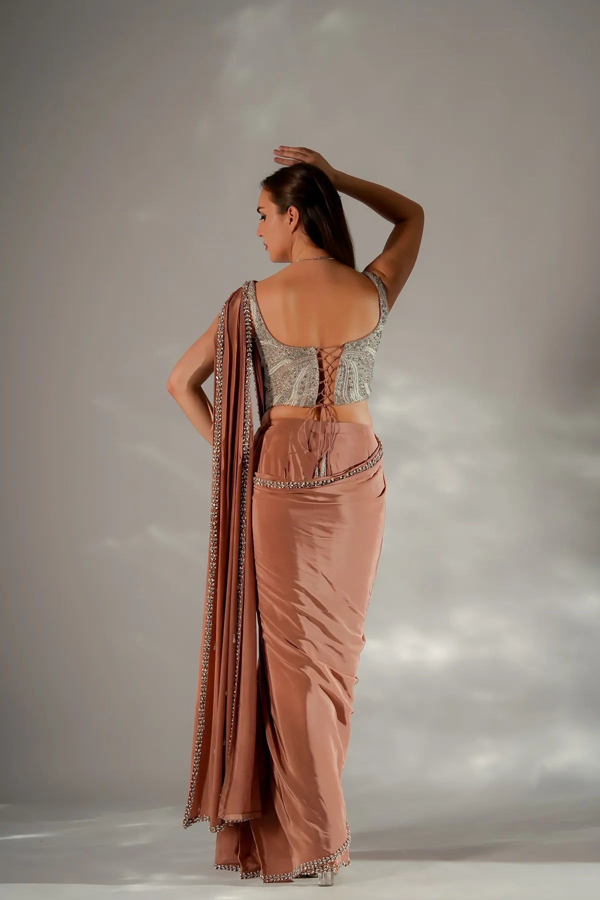 Zarina pearl drape saree