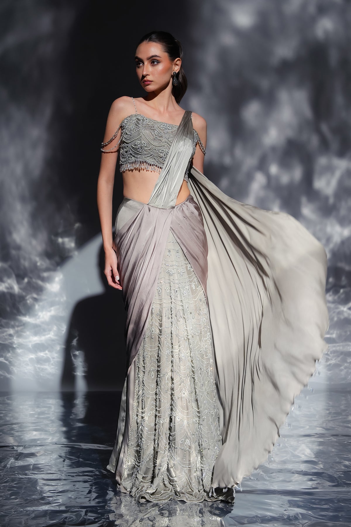 Opaline Dusk Drape Saree