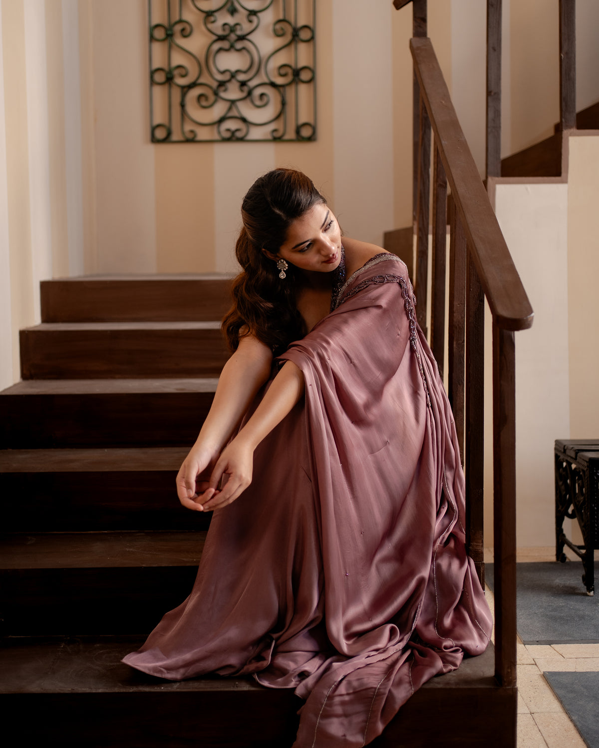 Mauve Willow Embroidered Saree