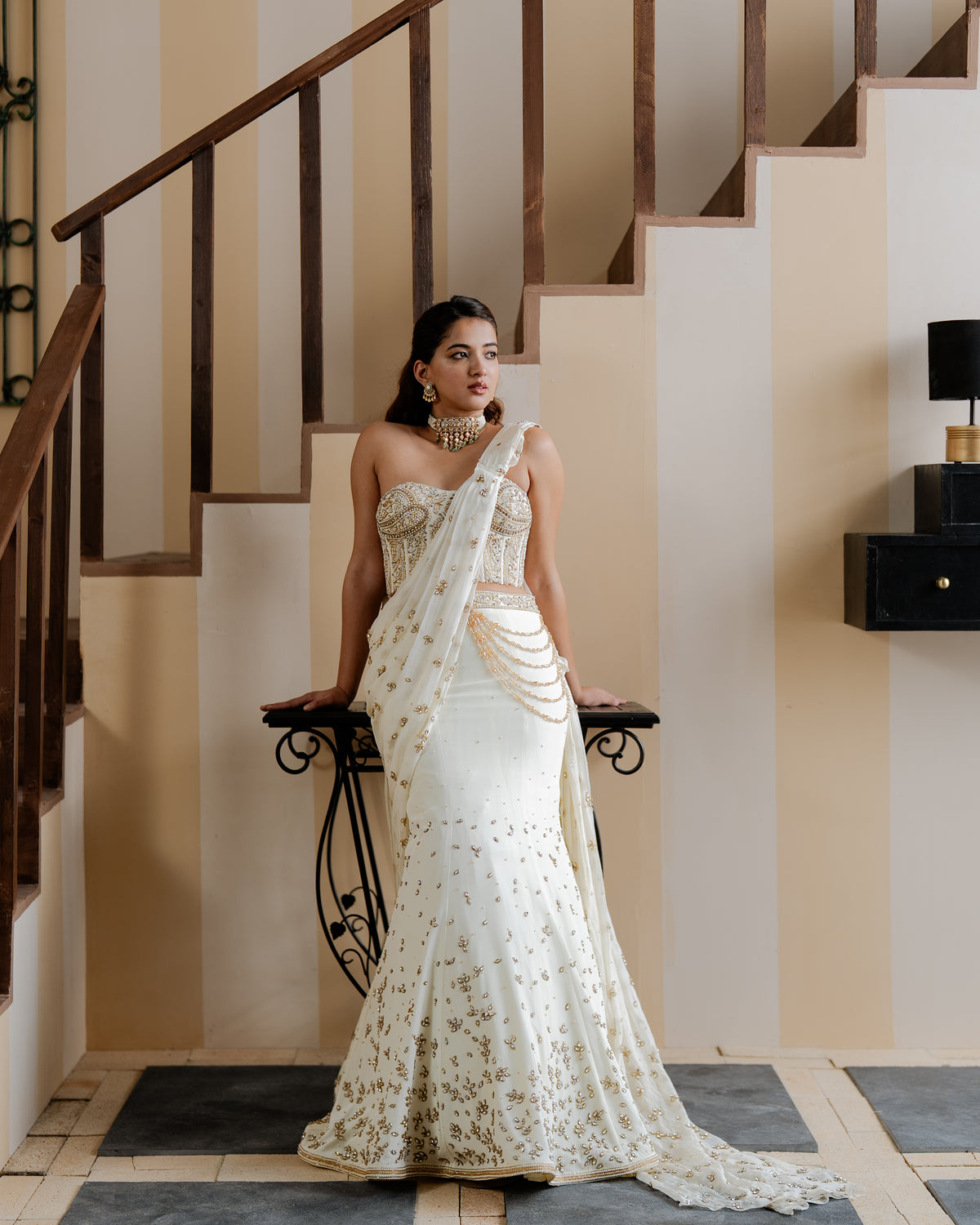 Clematis Ivory Fishcut Lehenga Set