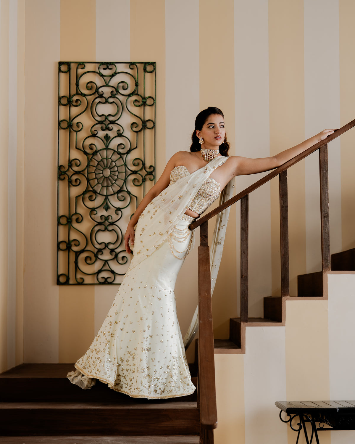 Clematis Ivory Fishcut Lehenga Set