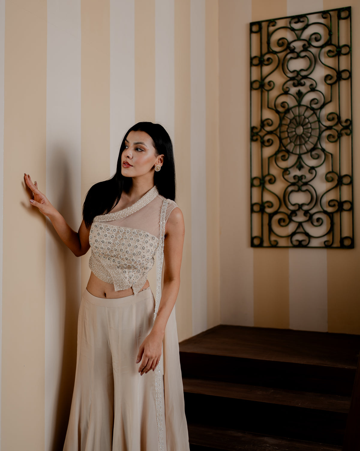 Opaline Dusk Collar Sharara Set