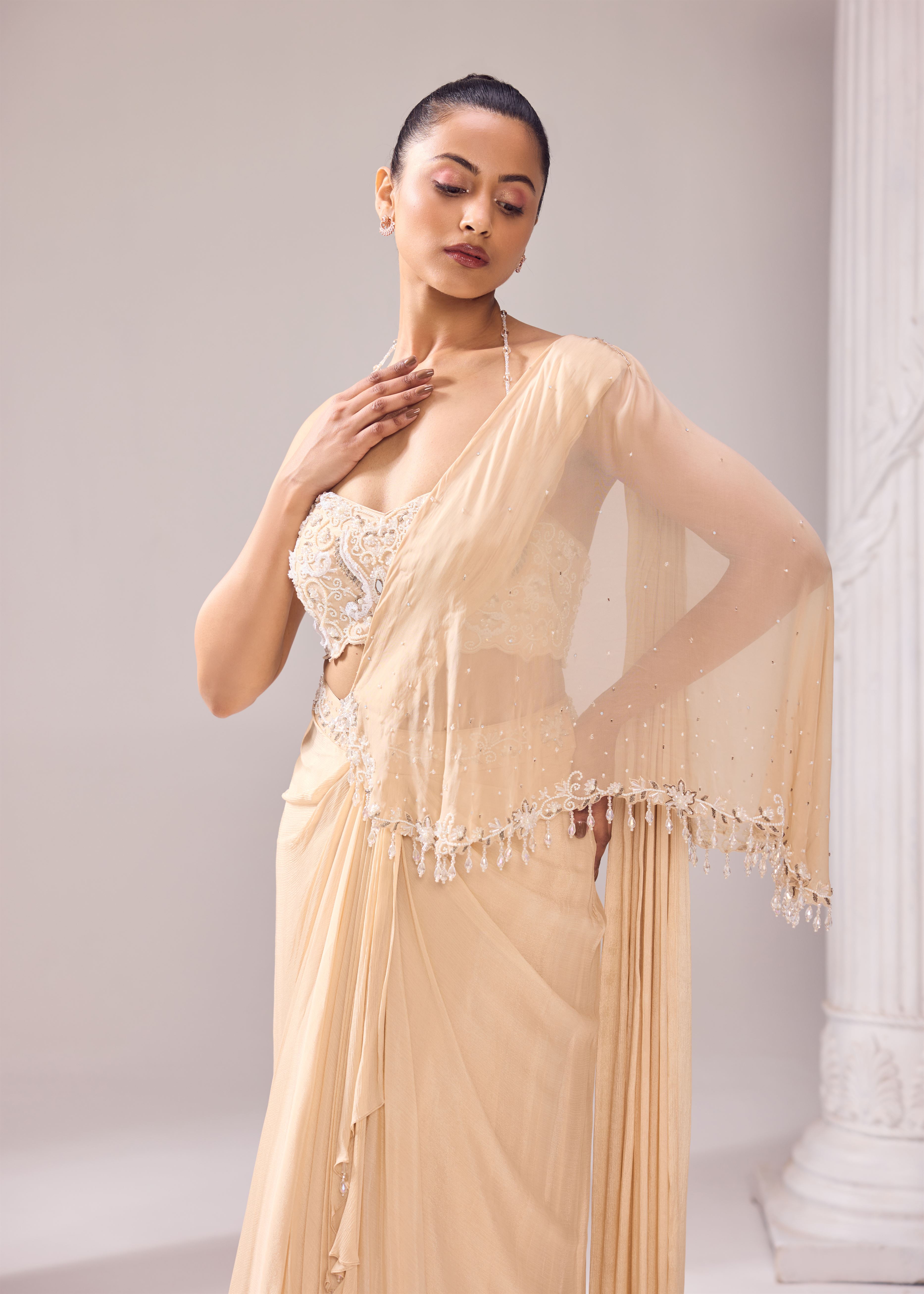 A- Symmetrical drape saree