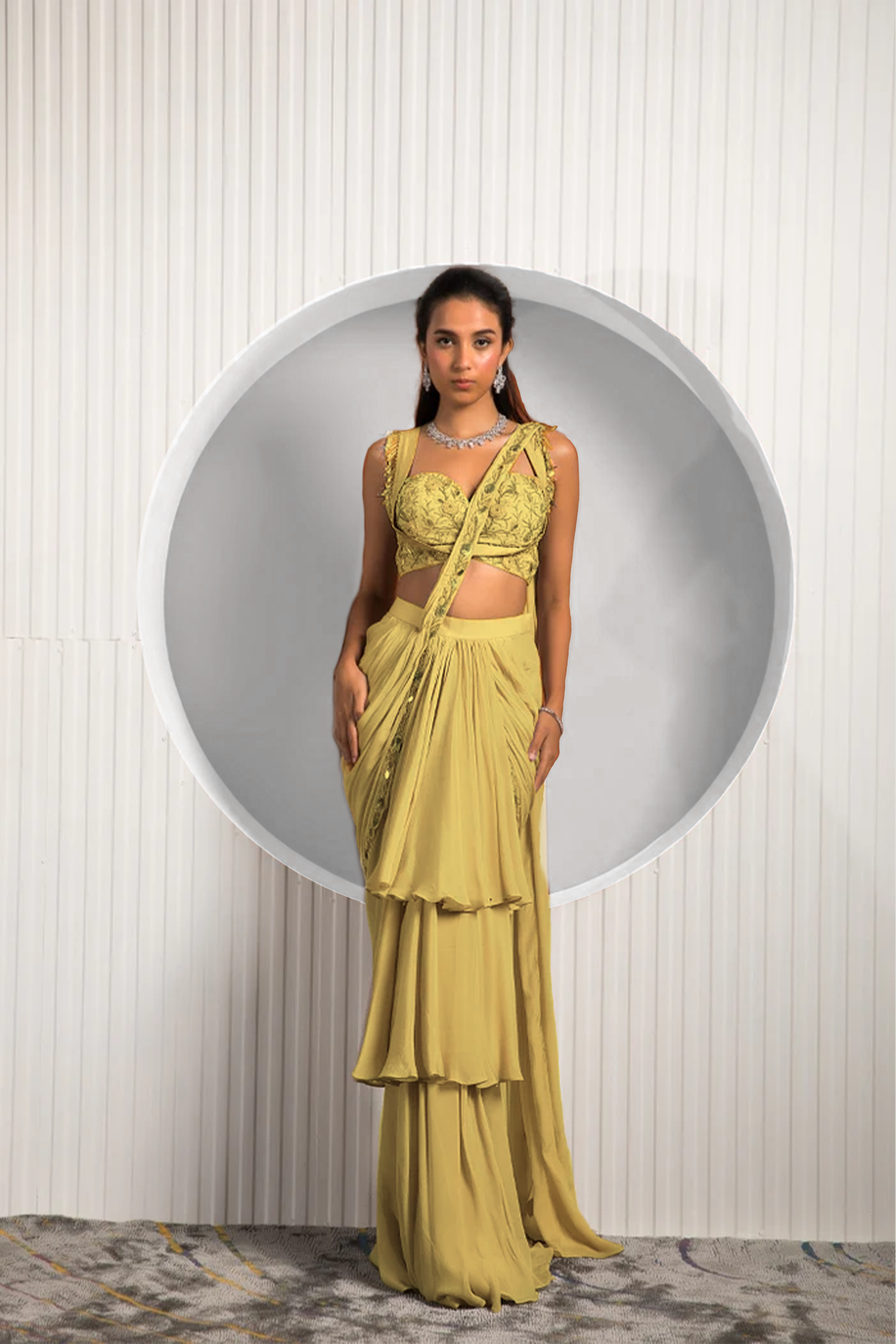Gold Tan Saree