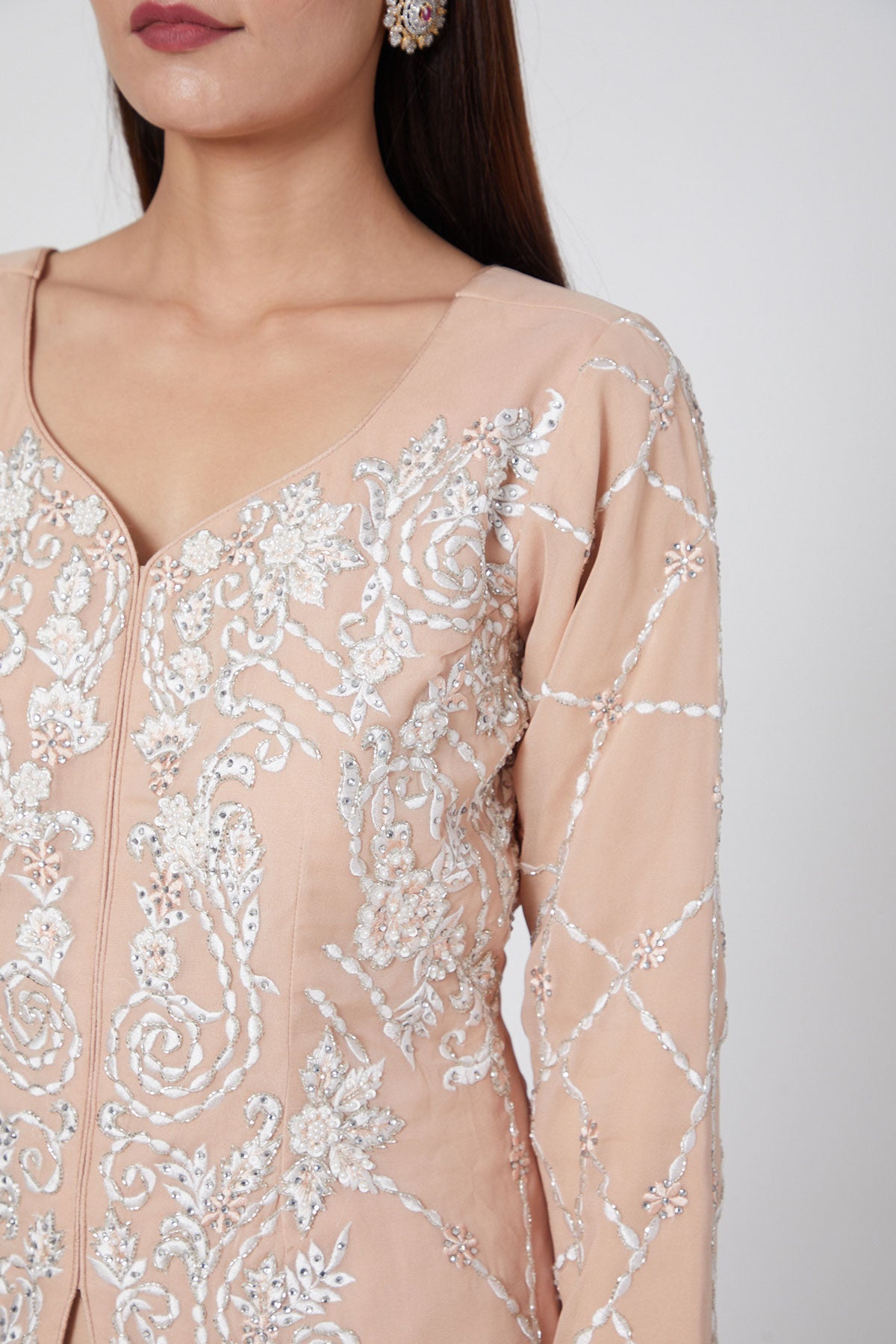 Pastel Peach Kurta With Gharara