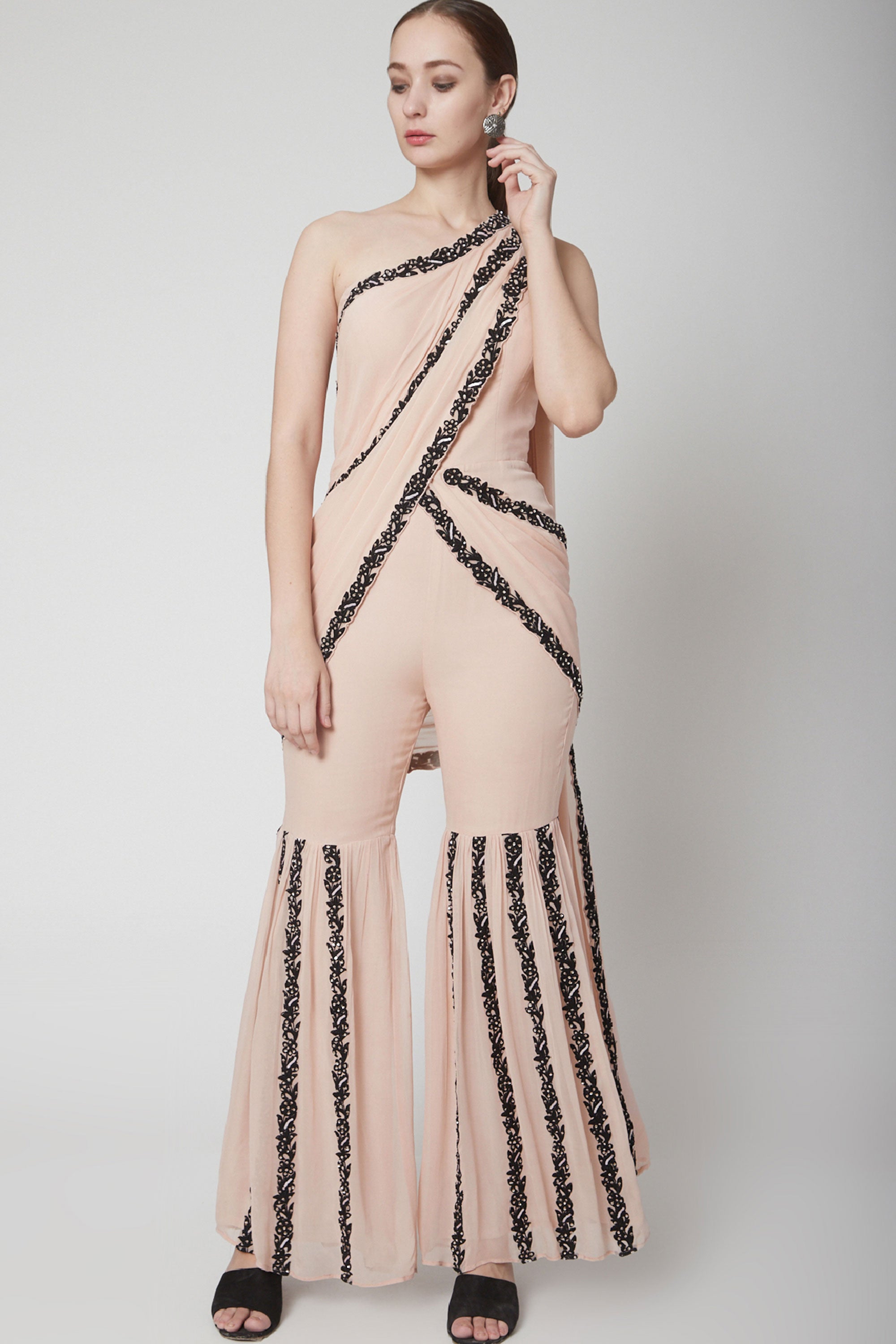 Light Pink Garaara Drape Saree