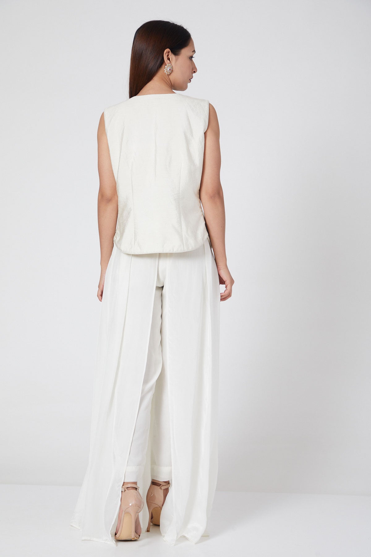 Pants With Mirror Work Crop Top And Jacket