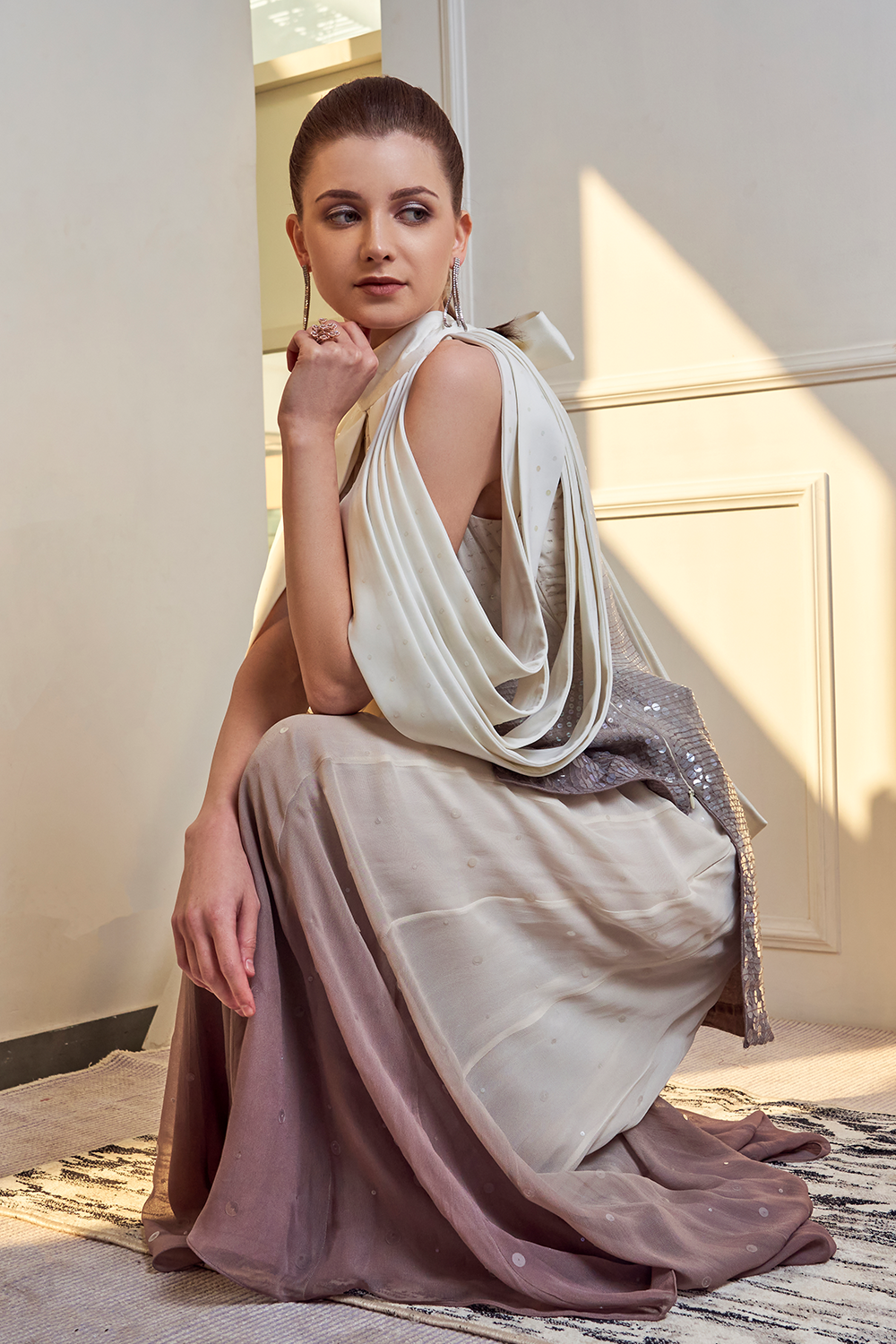 Ombre Sequined Sharara Kurta Set