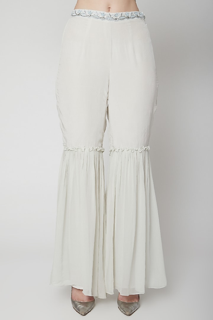 Light Blue Embroidered Cape Set