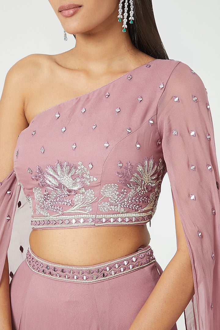 Pink Georgette Skirt Set