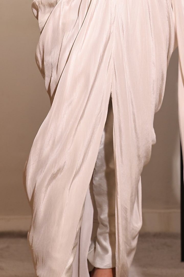 Off-White Crepe & Silk Dupion Dhoti Set
