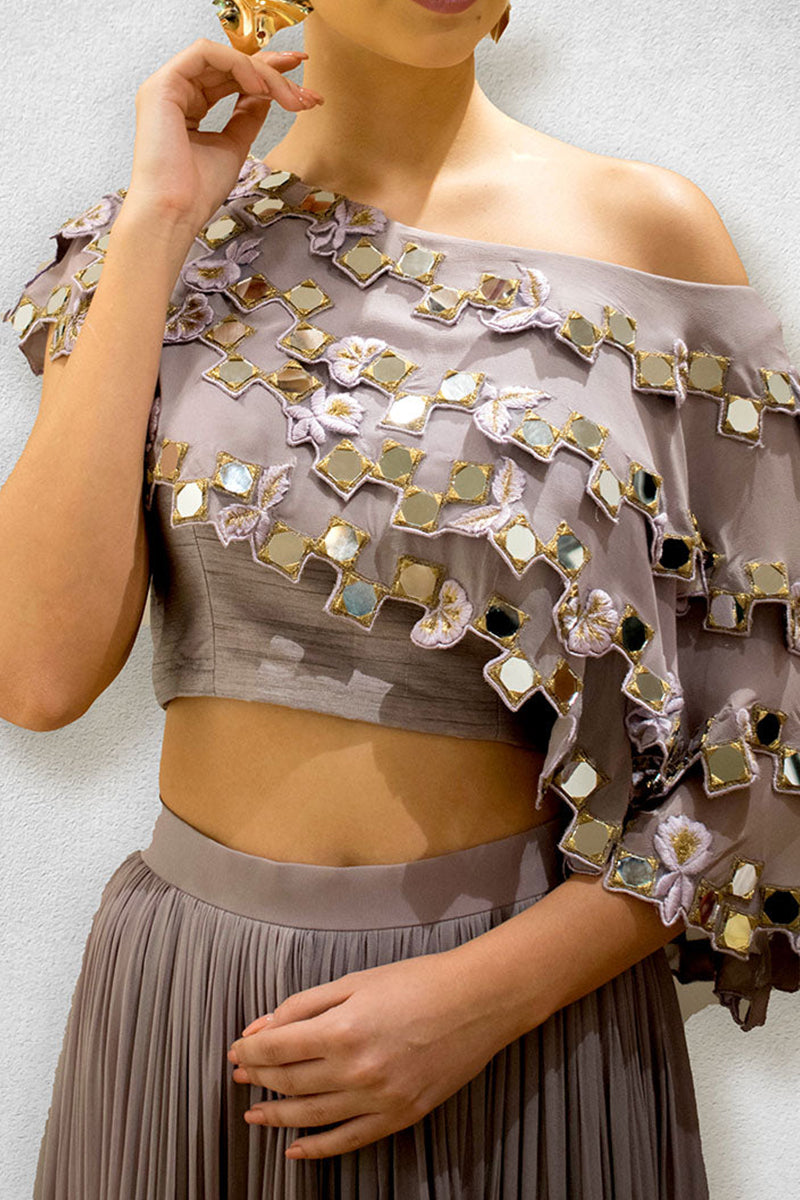 Mauve Crop Top Skirt