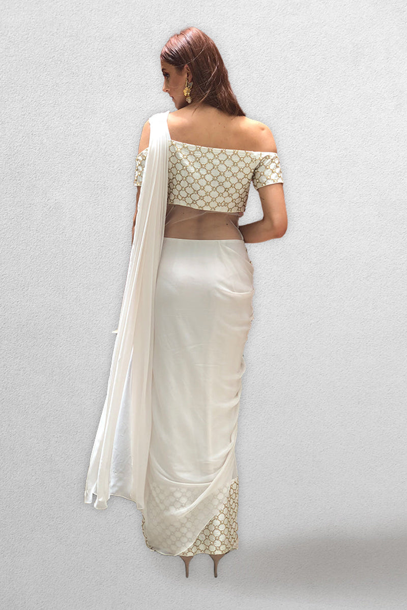 Off White Drape Saree