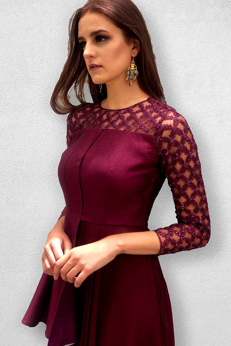 Wine colored Sharara Peplum