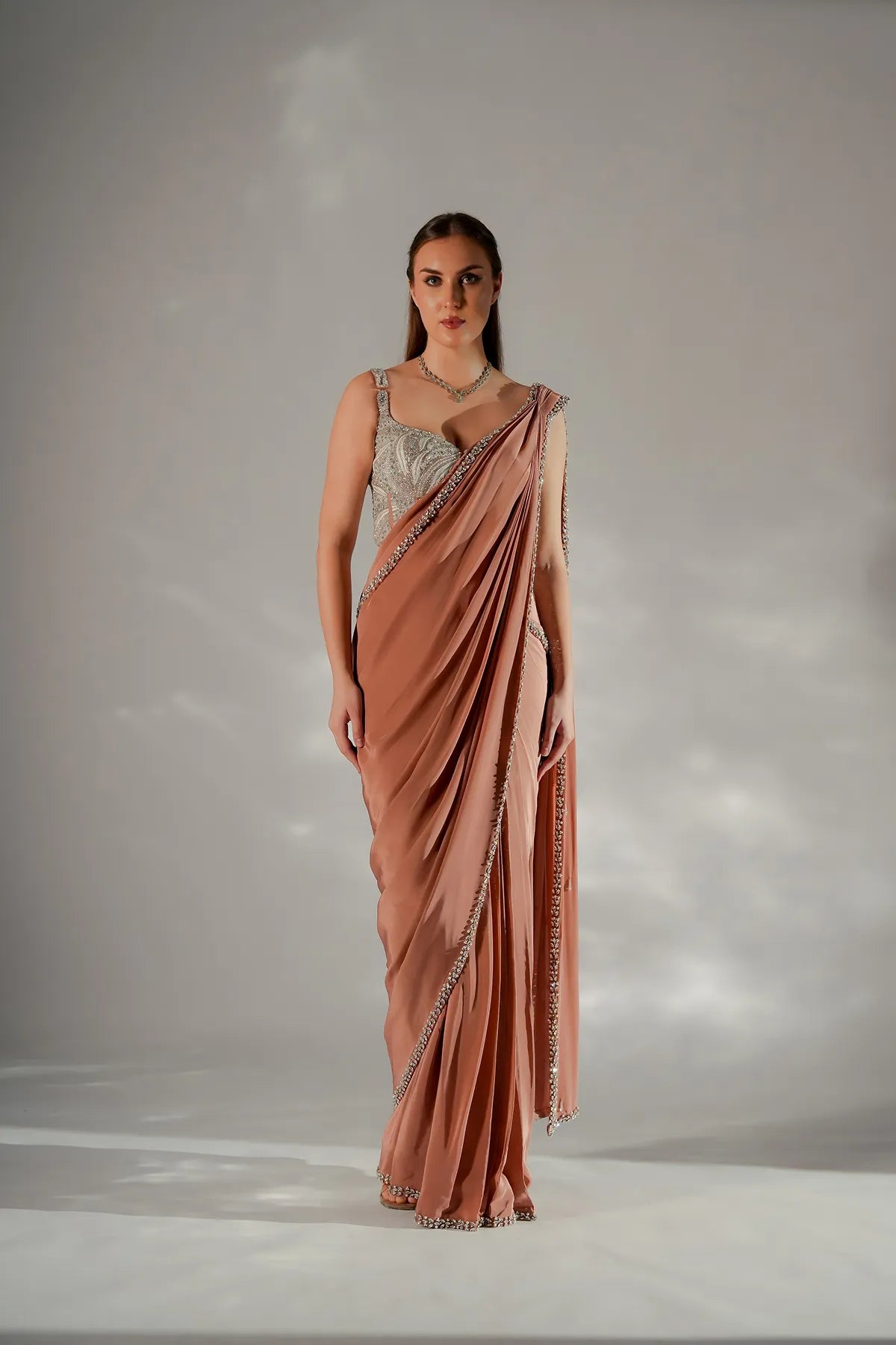 Zarina pearl drape saree