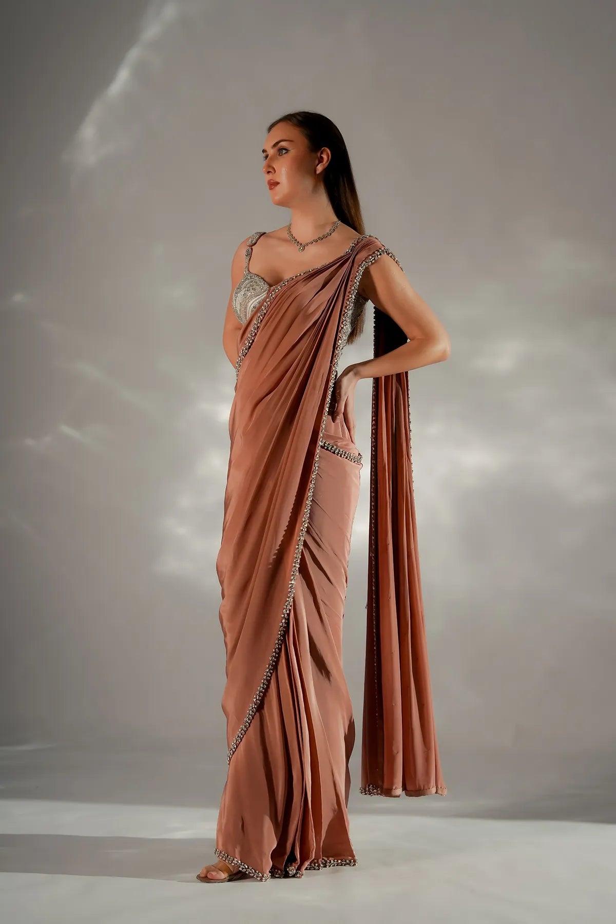 Zarina pearl drape saree