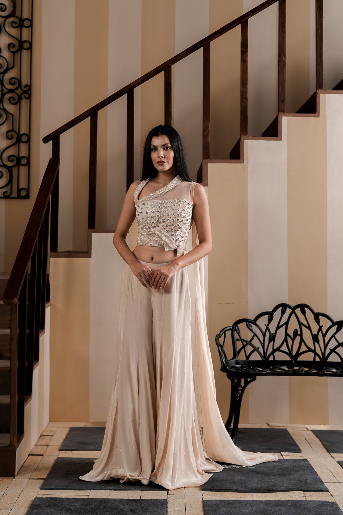 Opaline Dusk Collar Sharara Set