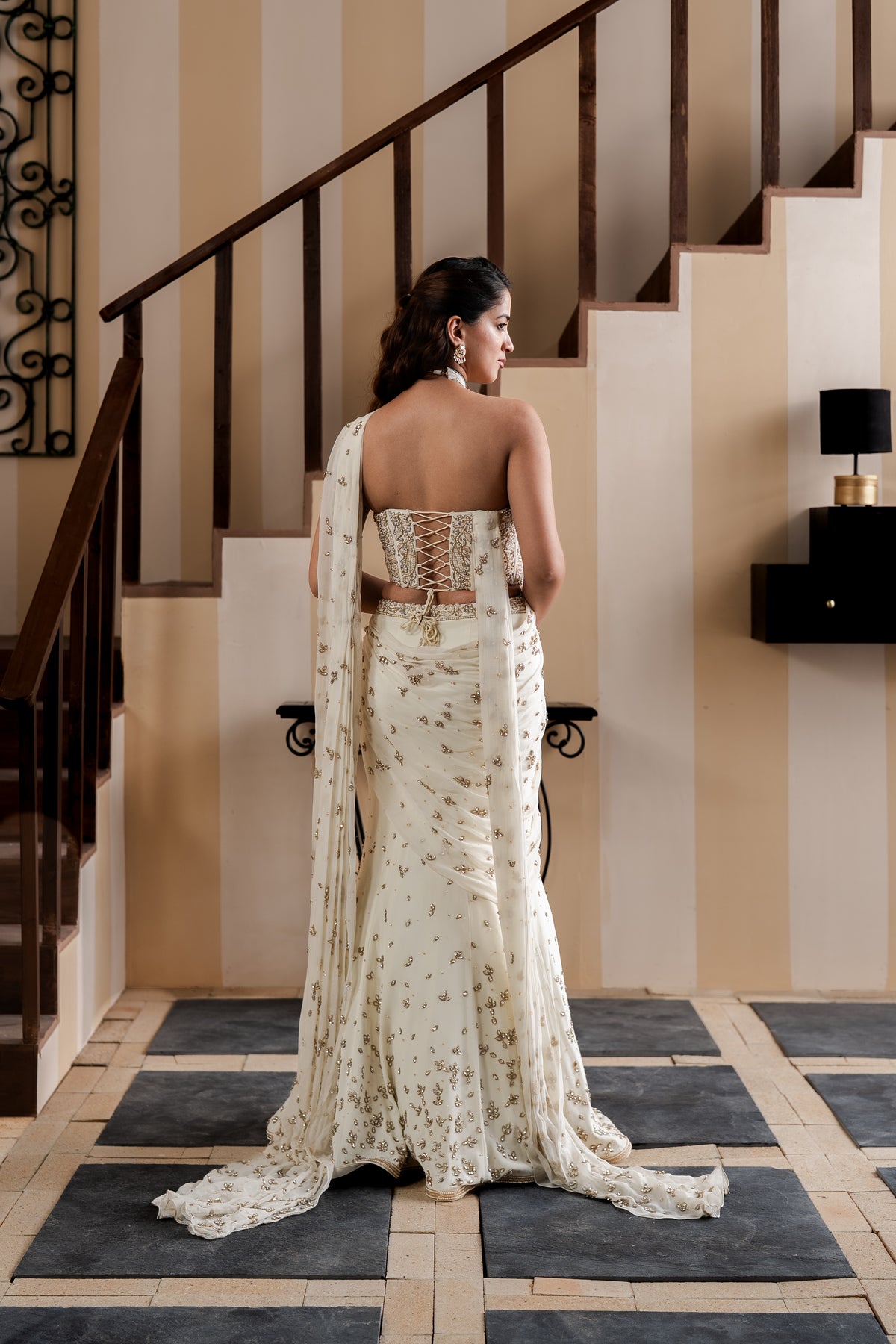 Clematis Ivory Fishcut Lehenga Set