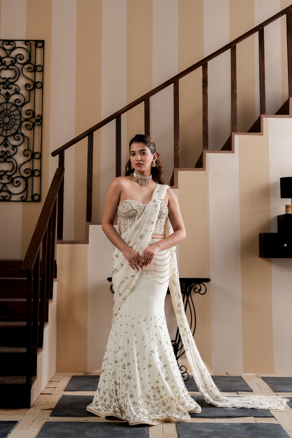 Clematis Ivory Fishcut Lehenga Set