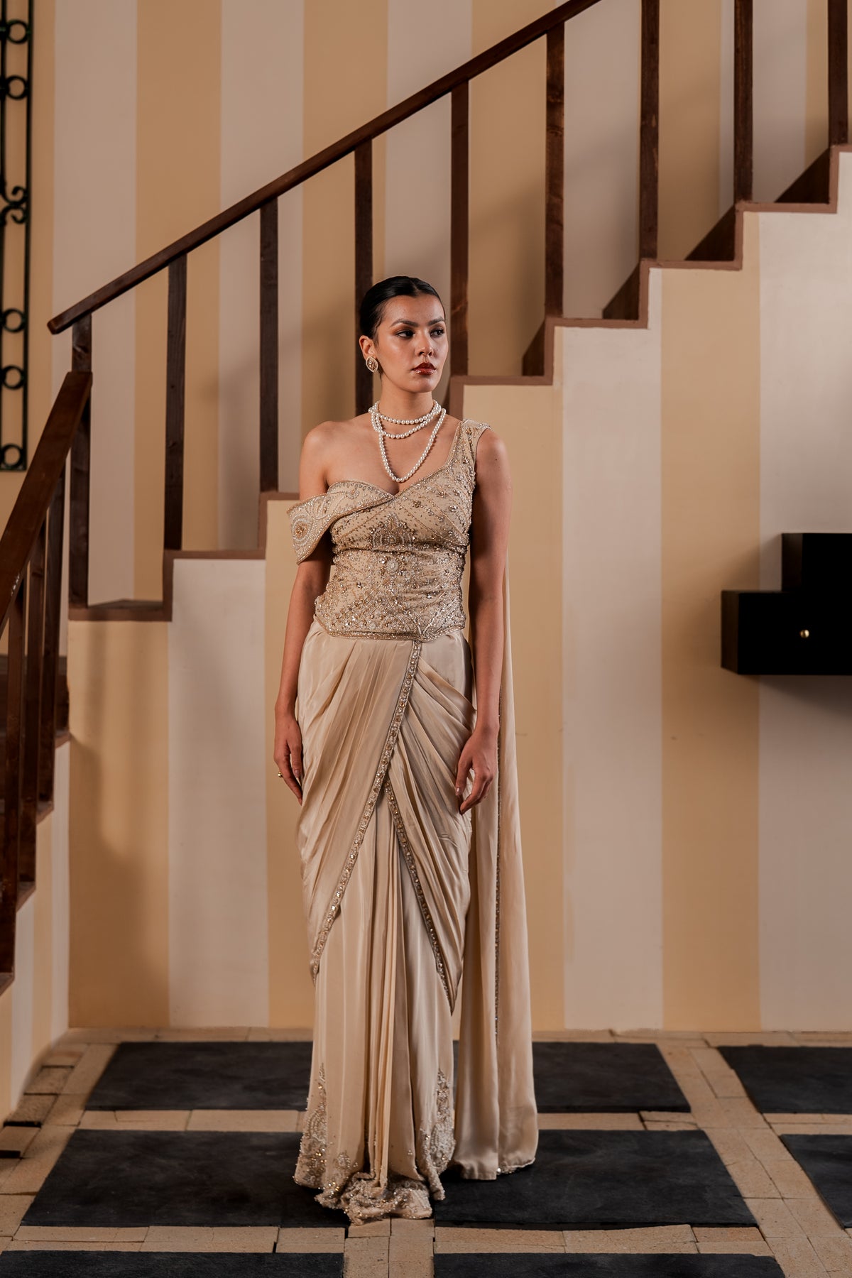 Gilded Petal Drape Saree