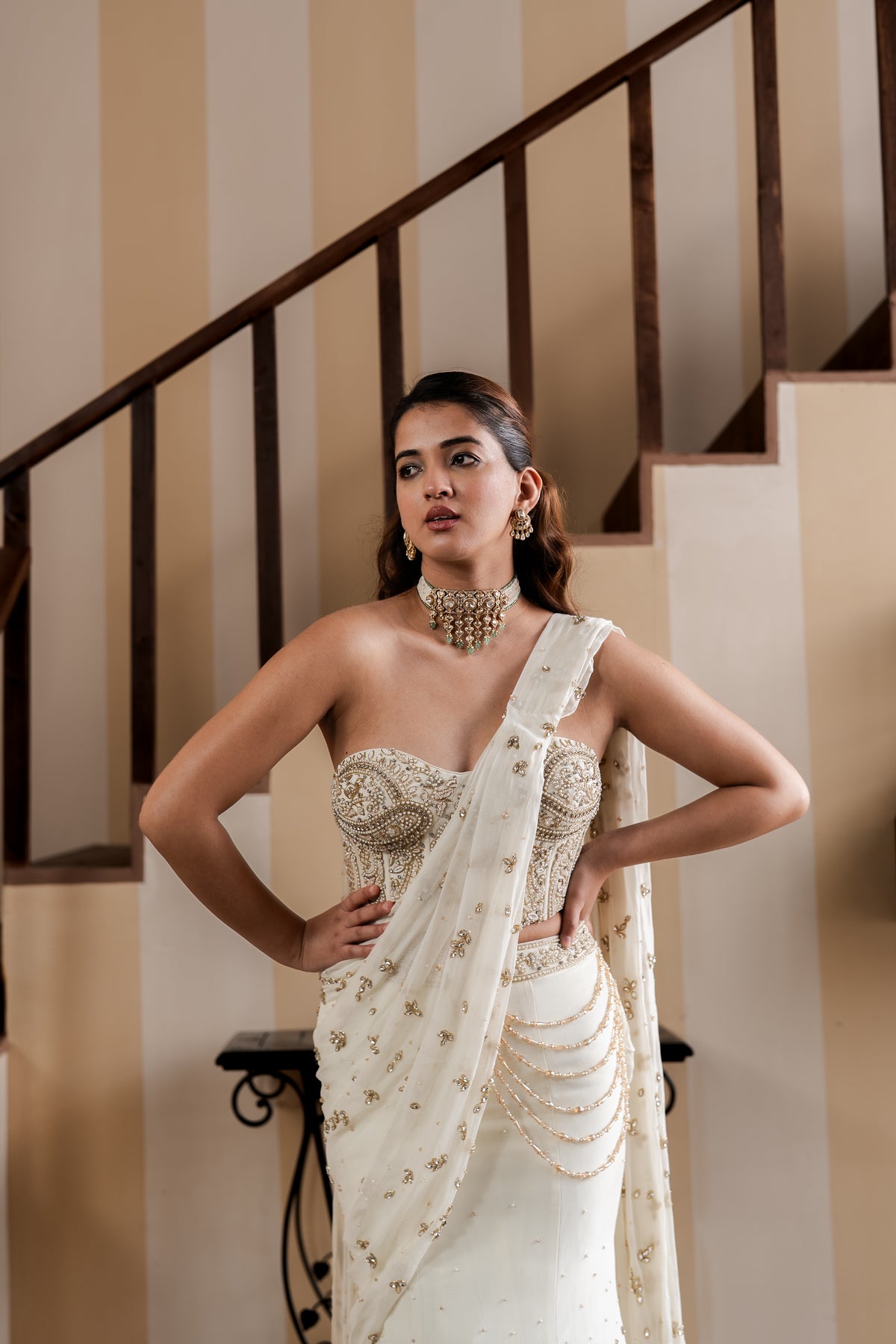 Clematis Ivory Fishcut Lehenga Set