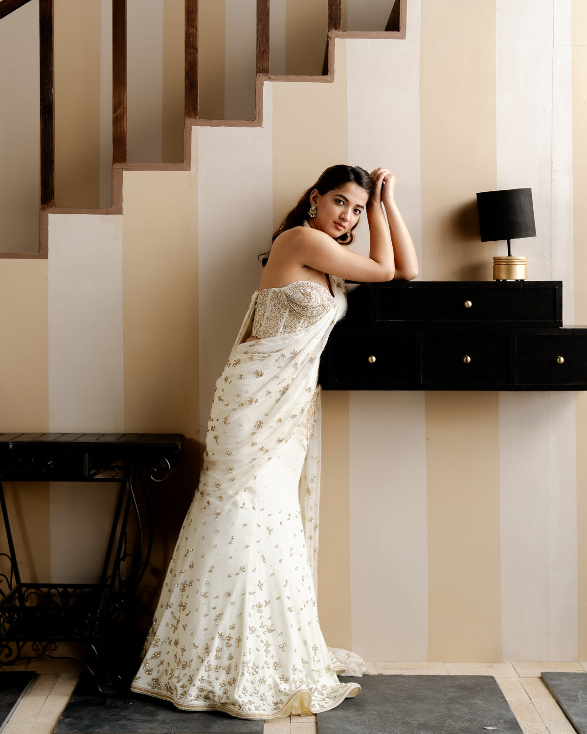 Clematis Ivory Fishcut Lehenga Set
