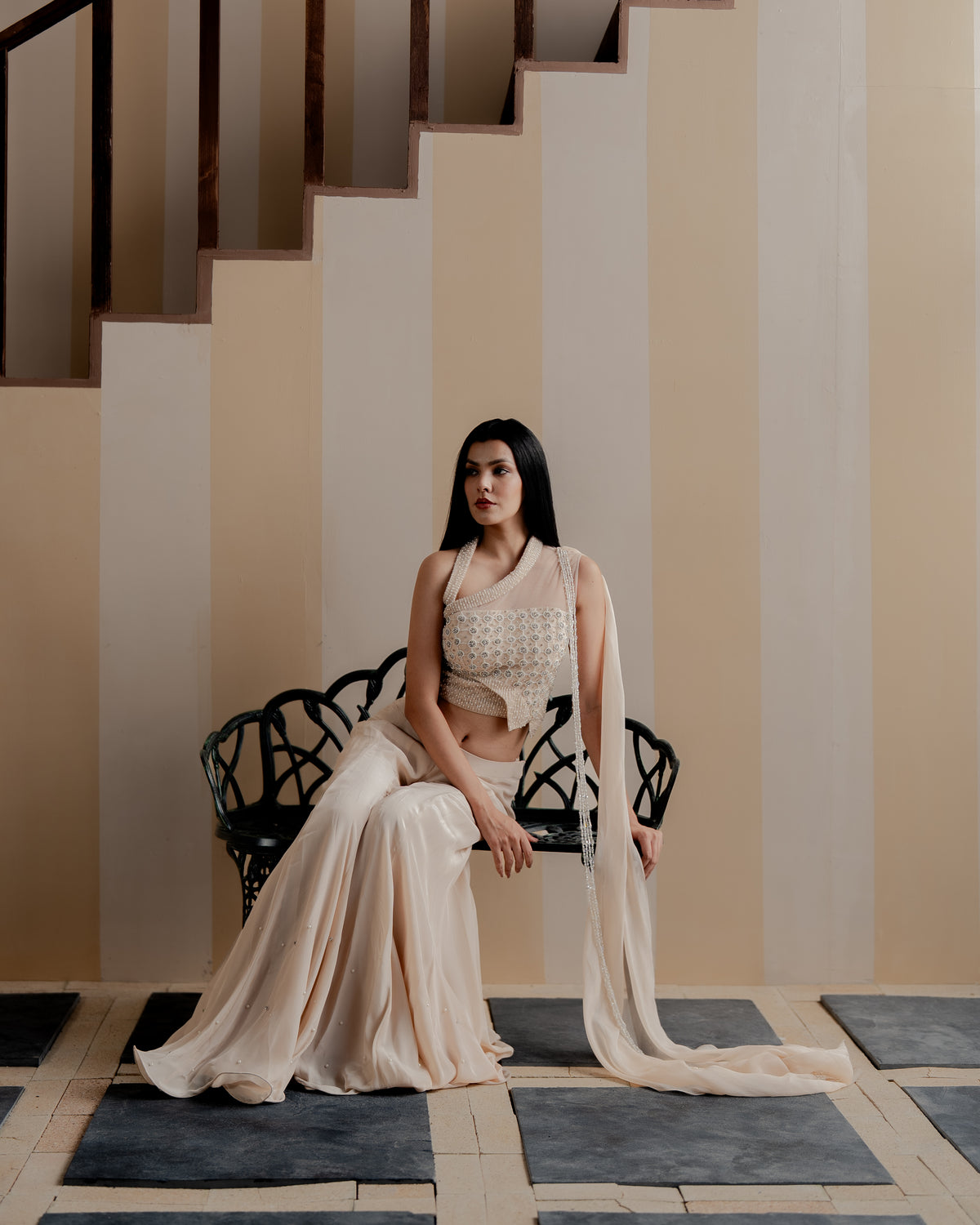 Opaline Dusk Collar Sharara Set