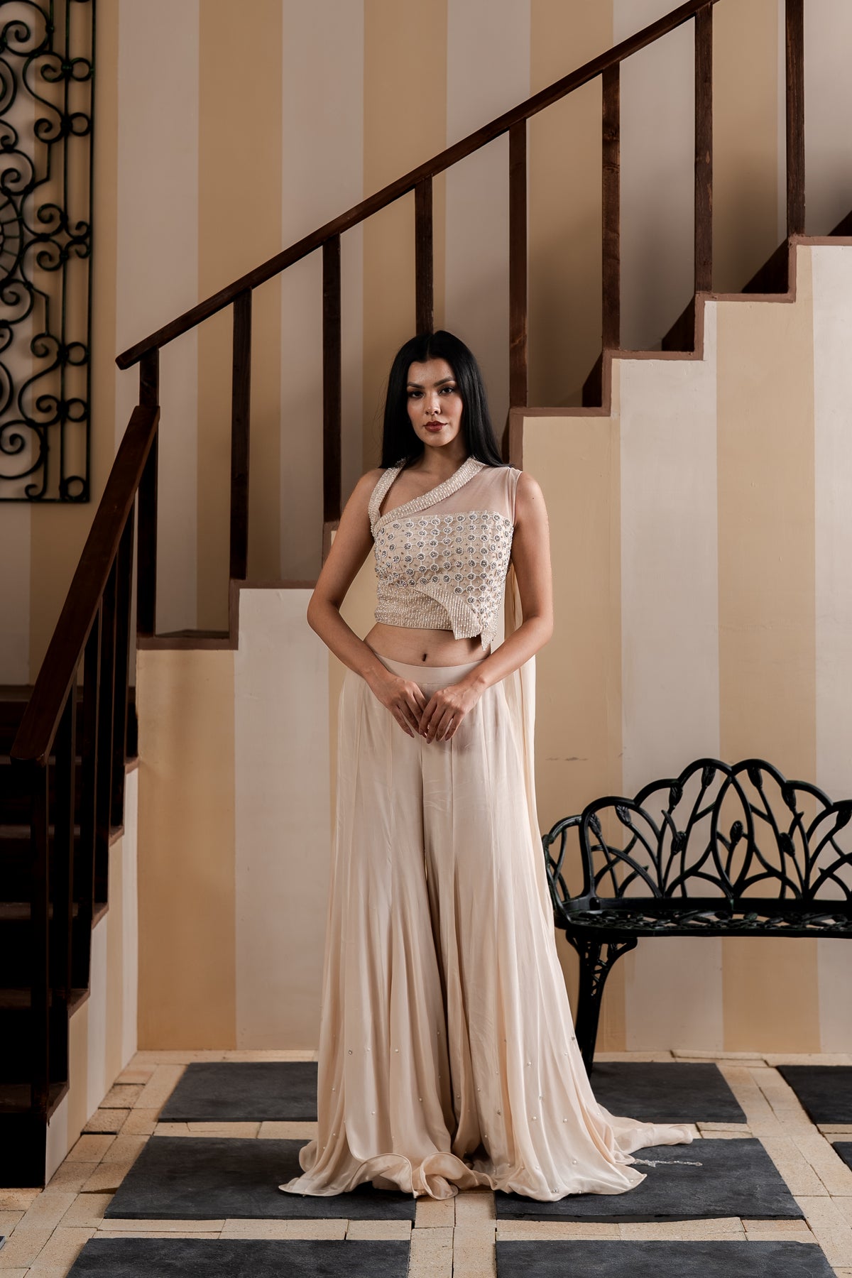 Opaline Dusk Collar Sharara Set