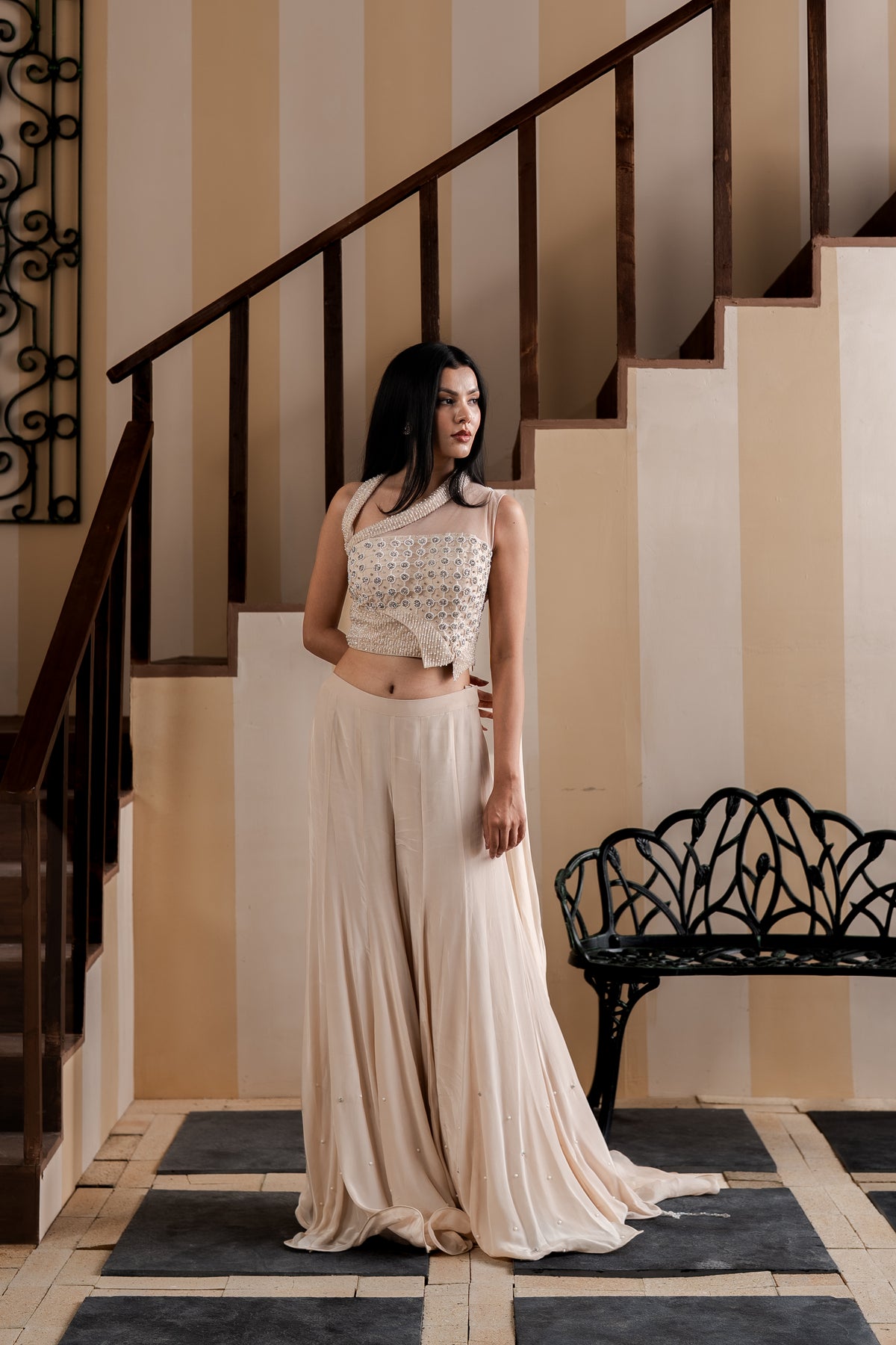 Opaline Dusk Collar Sharara Set