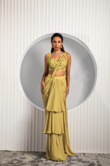 Gold Tan Saree