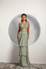 Light Olive Green Saree