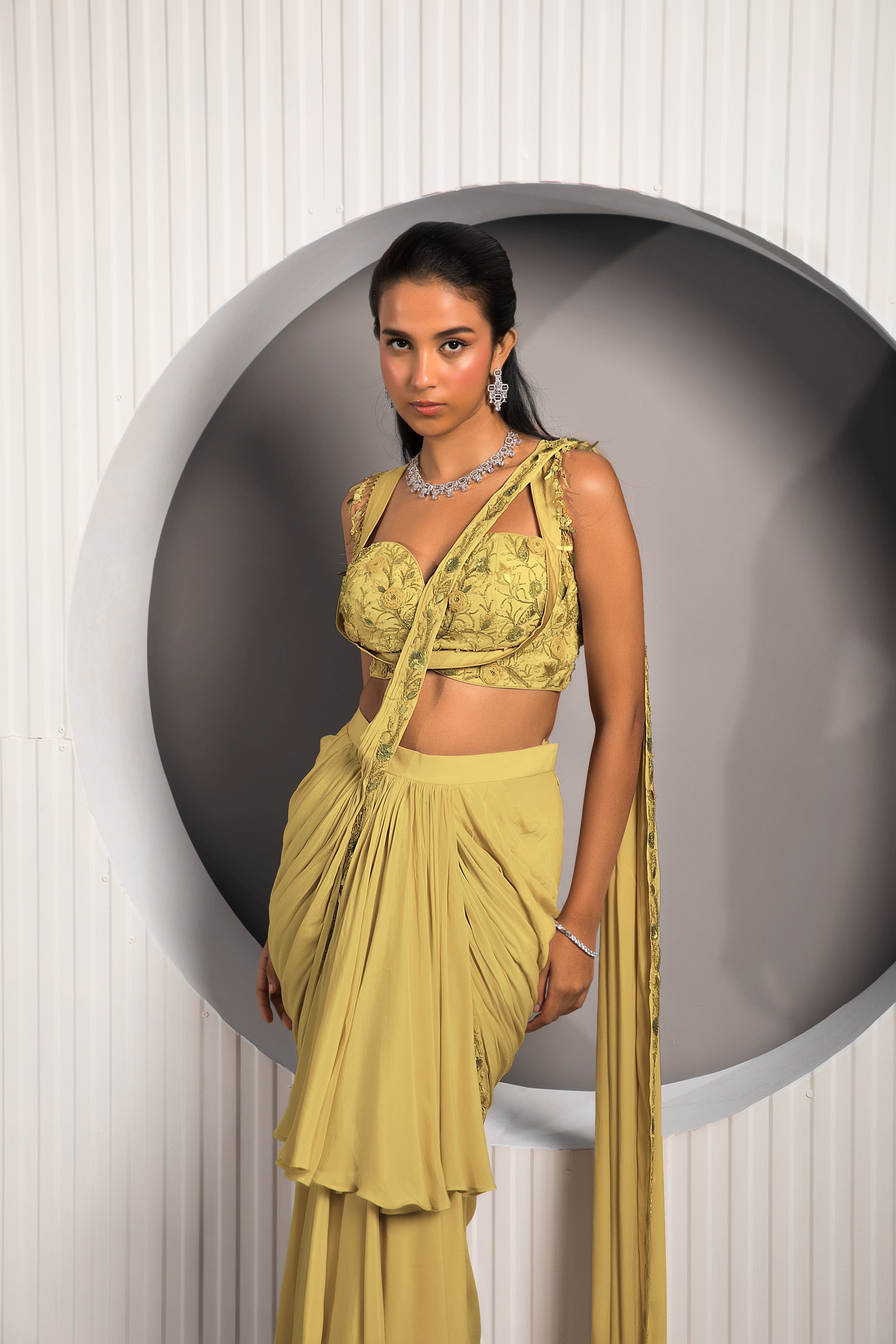 Gold Tan Saree