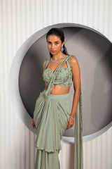 Light Olive Green Saree