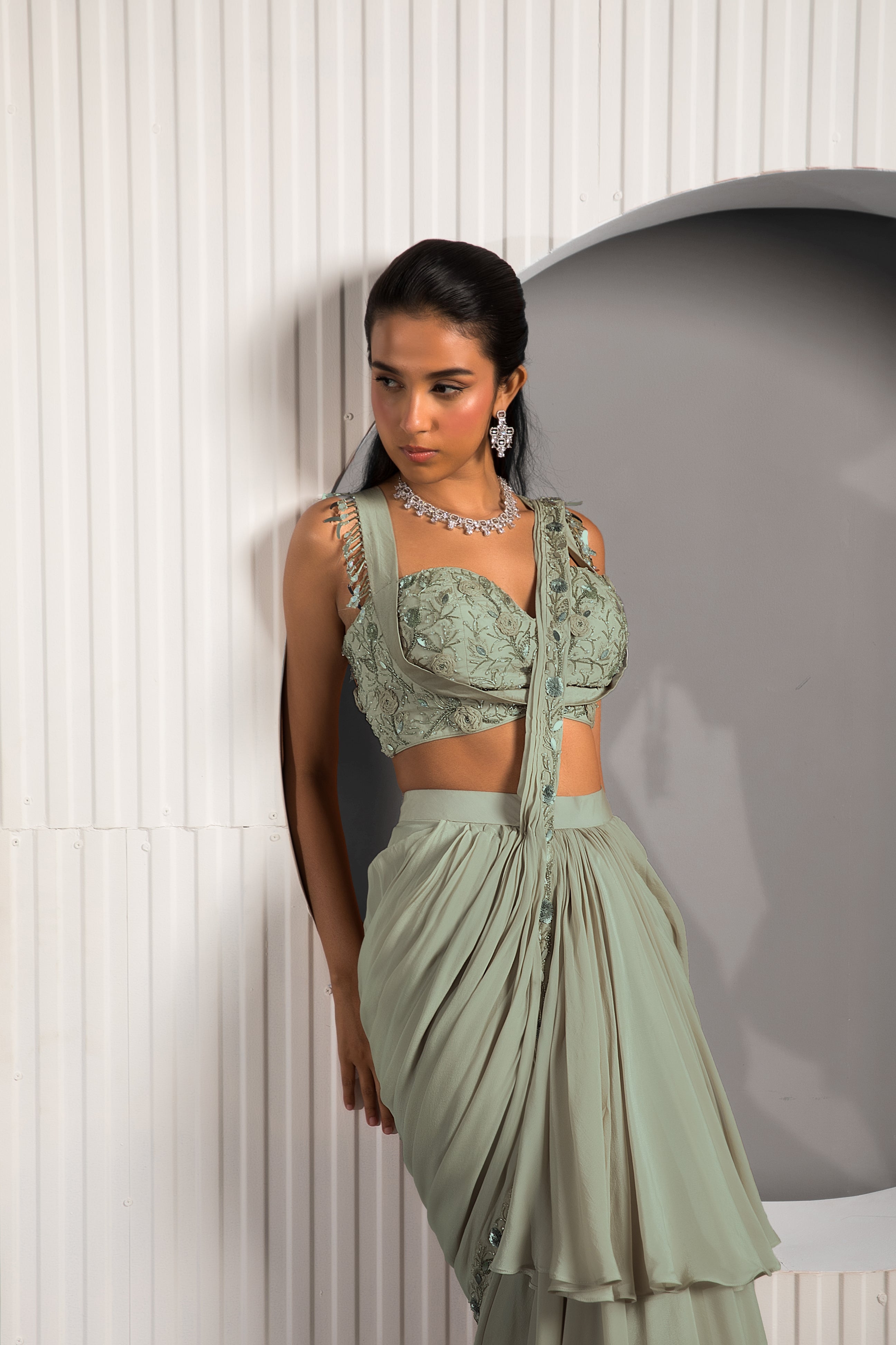 Light Olive Green Saree