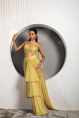 Gold Tan Saree