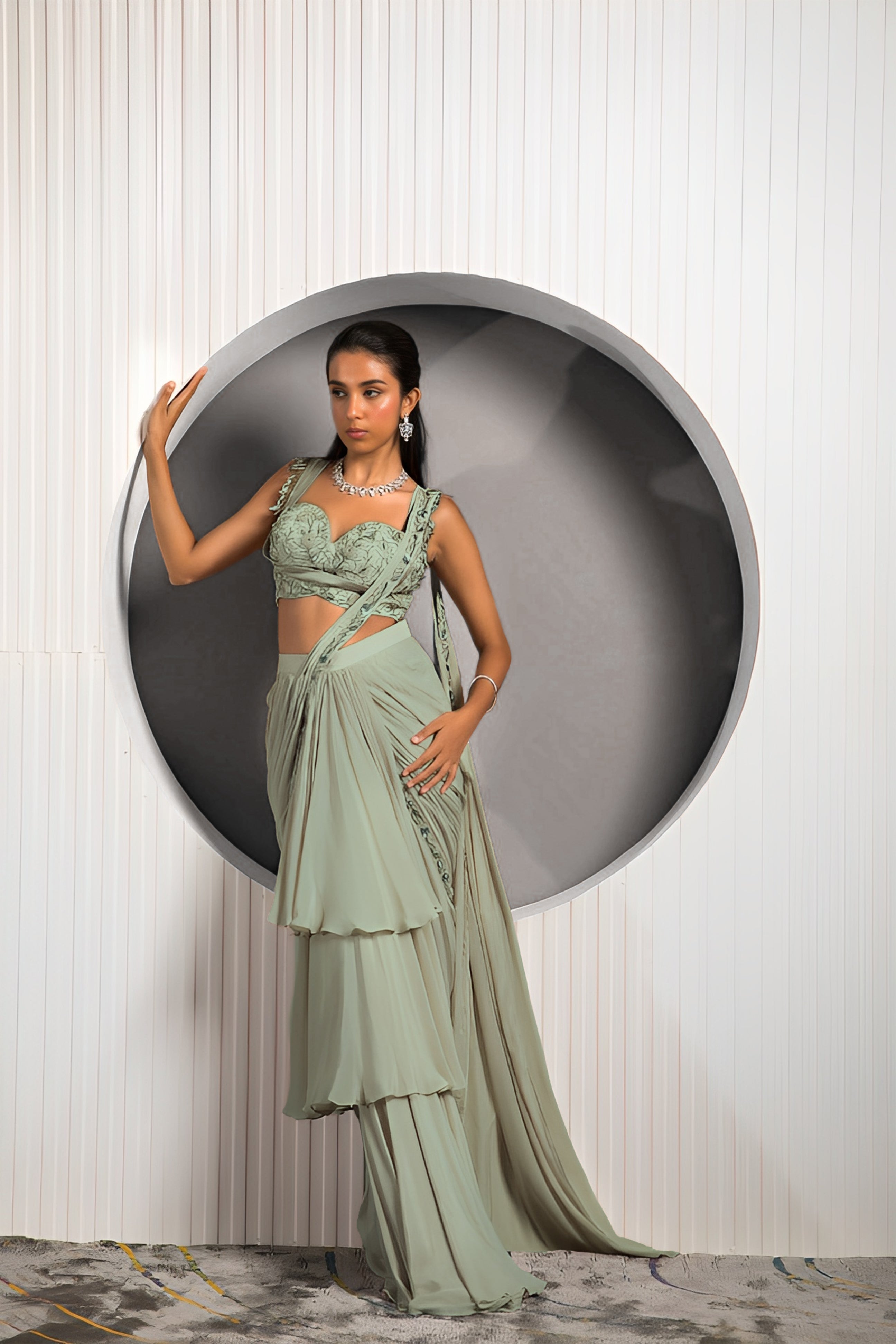 Light Olive Green Saree