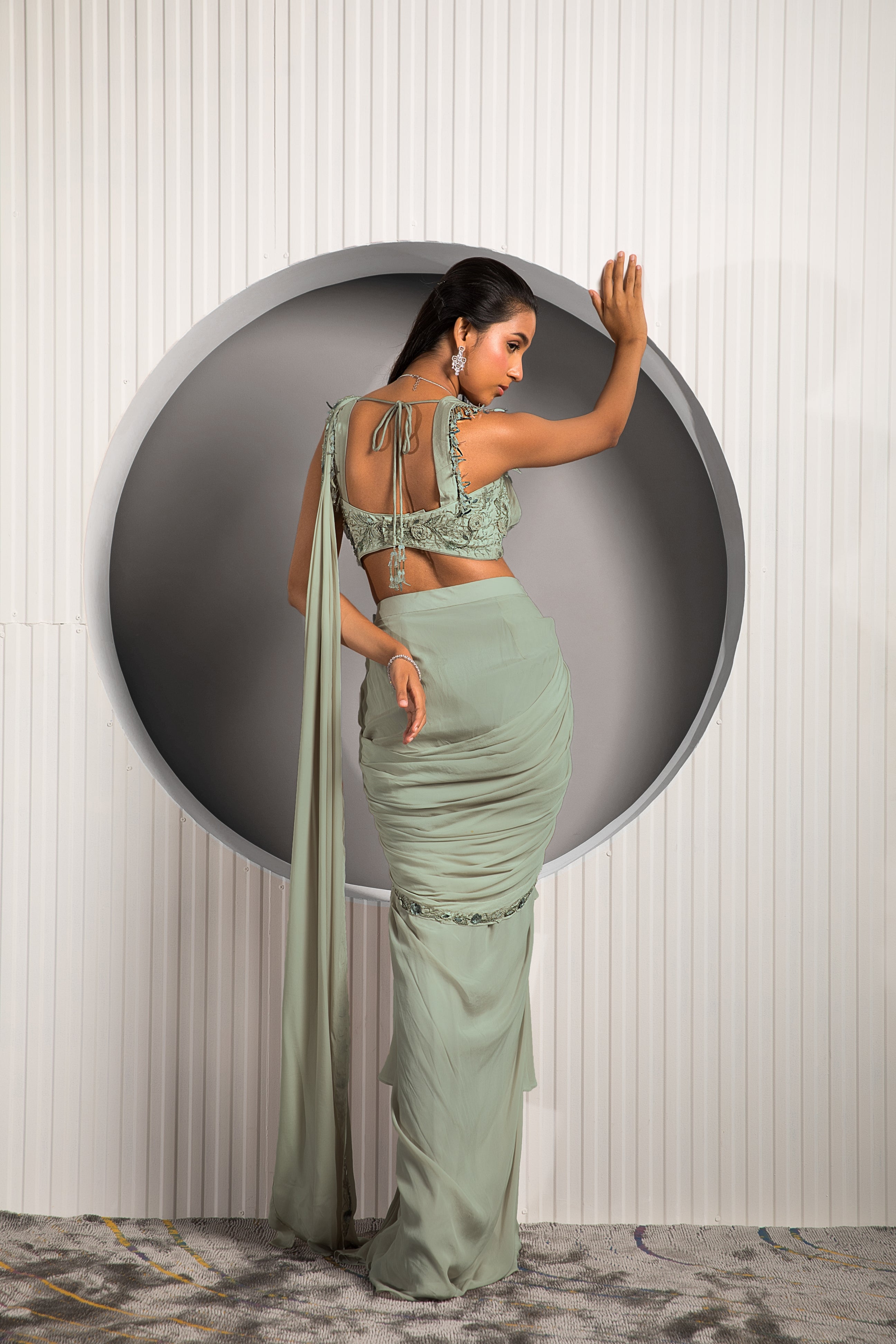 Light Olive Green Saree