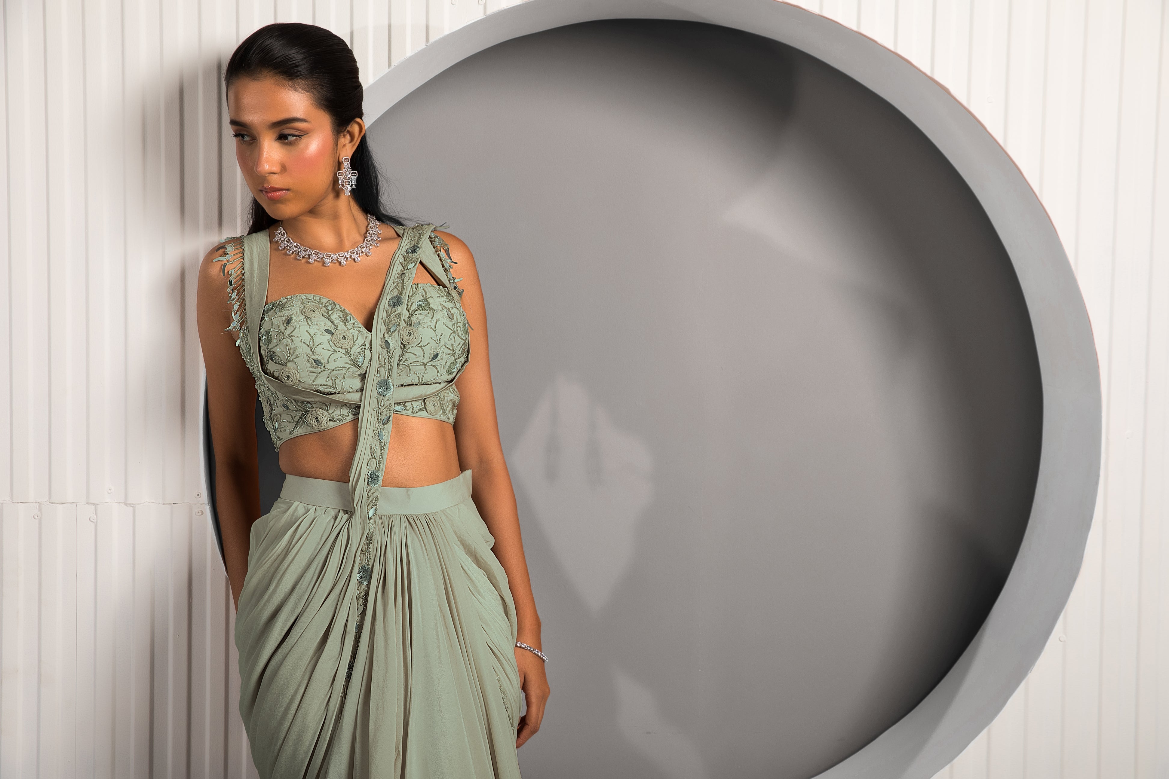 Light Olive Green Saree