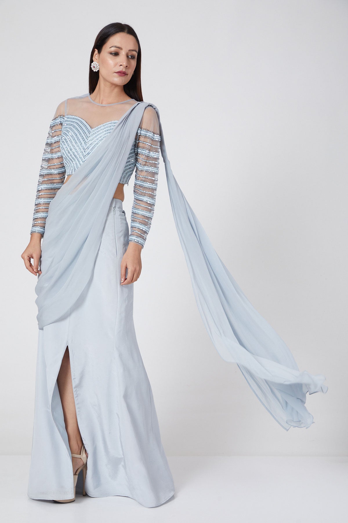 Medium-Slit Ice Blue Drape