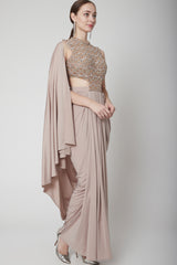 Rose Gold Drape Saree