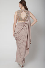 Rose Gold Drape Saree