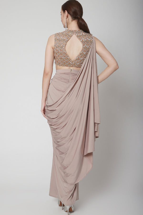 Rose Gold Drape Saree