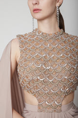 Rose Gold Drape Saree