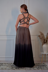 Grey Crop Top And Ombre Skirt