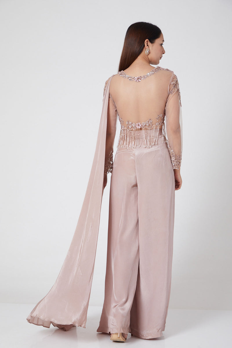 Pastel Palazzo With Back Net-Top