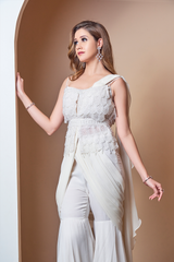 Scallop Layered Jacket Pant Saree