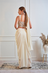 Mirror Work Blouse With Dhoti Pants